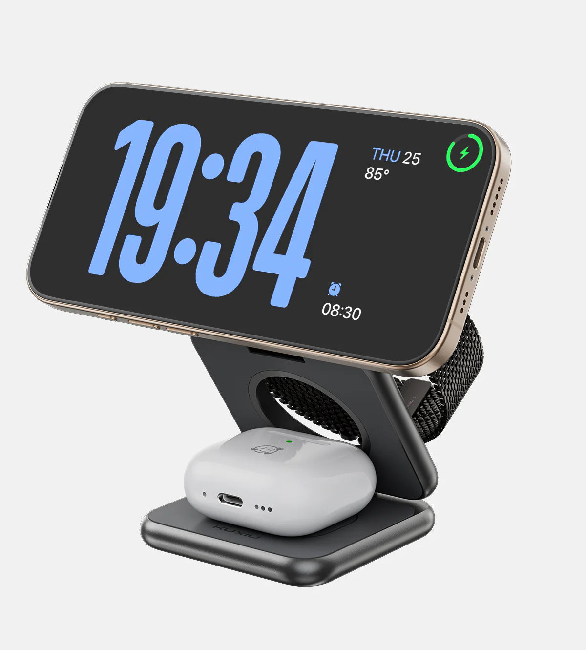 TALOFO Qi2 Certified 3-in-1 MagSafe Foldable Charging Stand - Gray