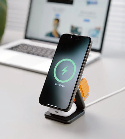 TALOFO Qi2 Certified 3-in-1 MagSafe Foldable Charging Stand - Black