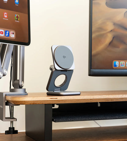 TALOFO Qi2 Certified 3-in-1 MagSafe Foldable Charging Stand - Gray